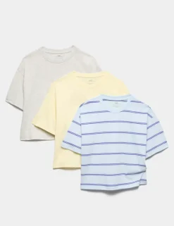 3 Pack Pure Cotton Boxy T-Shirts (6-16 Yrs)