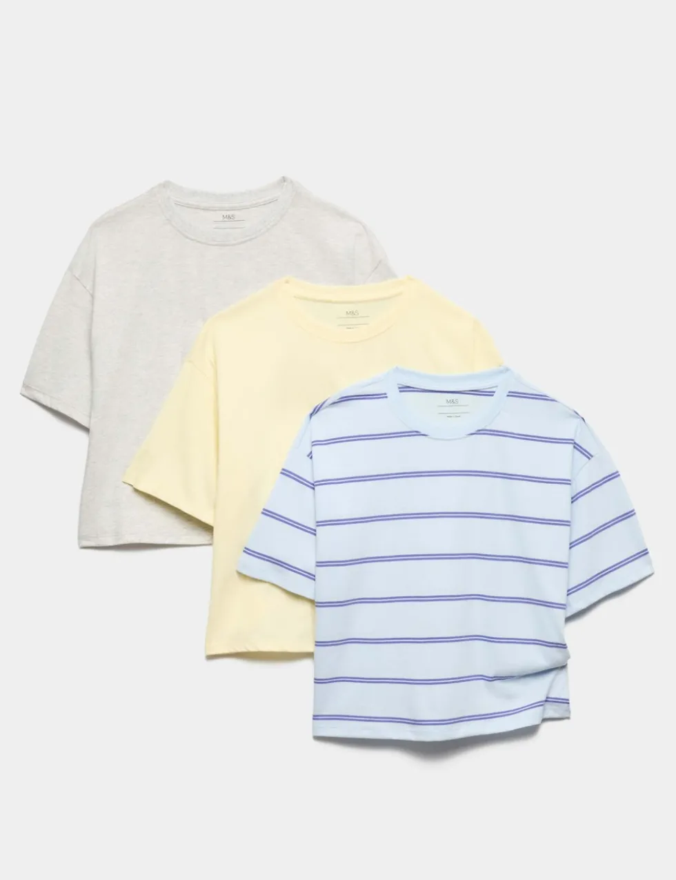 3 Pack Pure Cotton Boxy T-Shirts (6-16 Yrs)