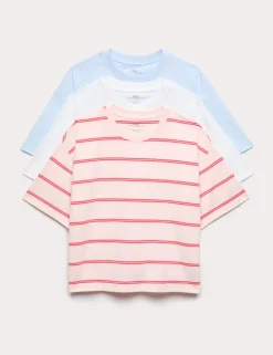 3 Pack Pure Cotton Boxy T-Shirts (6-16 Yrs)
