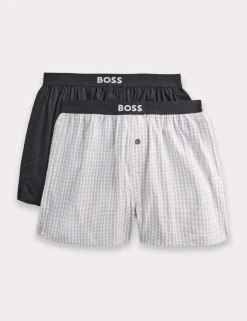 2 Pack Pure Cotton Checked & Plain Boxers