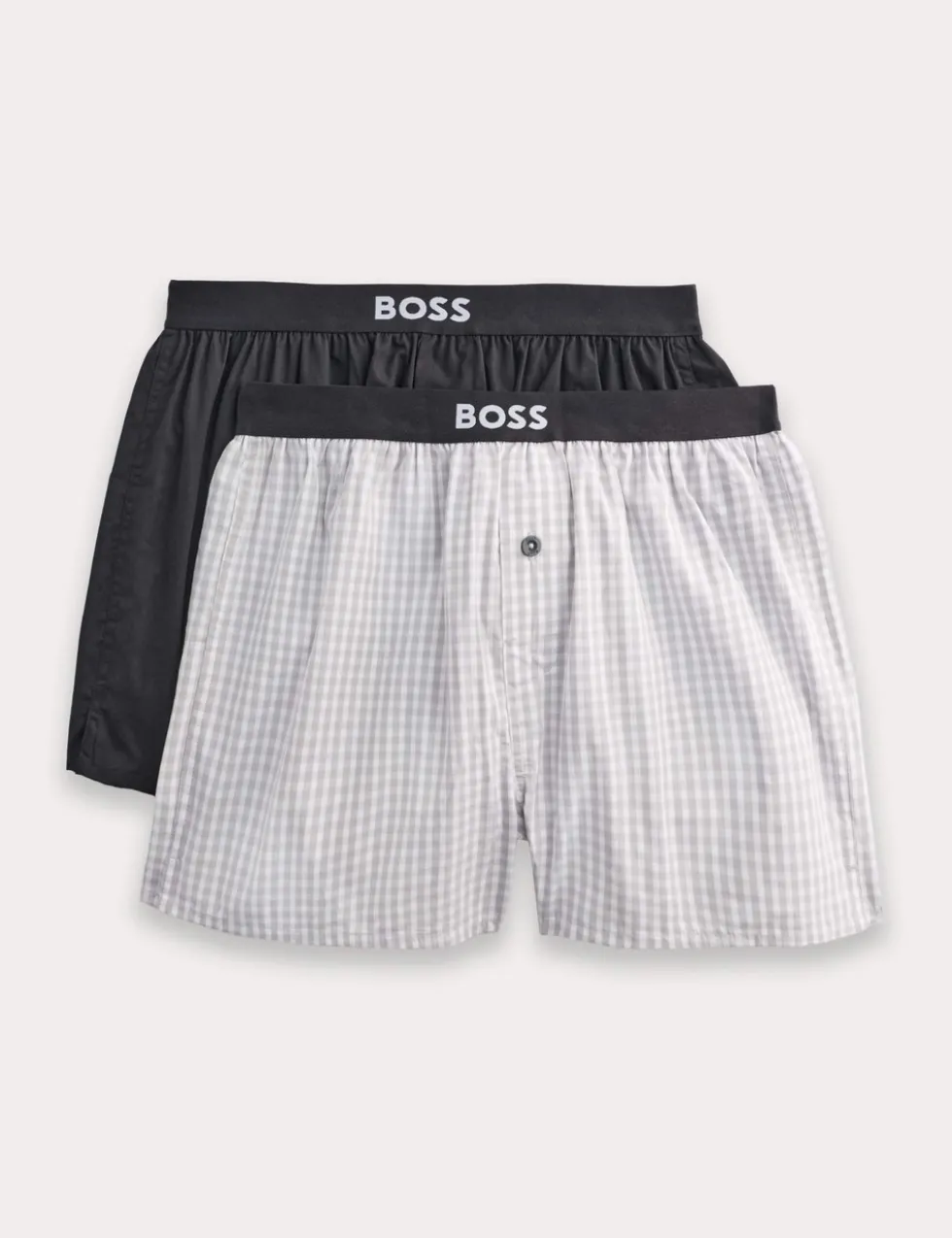 2 Pack Pure Cotton Checked & Plain Boxers