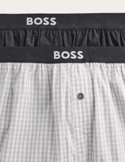 2 Pack Pure Cotton Checked & Plain Boxers