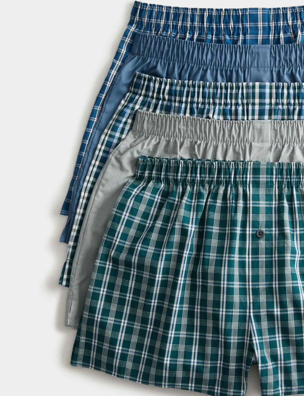 5 Pack Pure Cotton Checked Woven Boxers