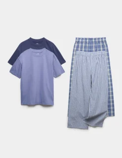 2 Pack Pure Cotton Checked Pyjama Sets (6-16 Yrs)