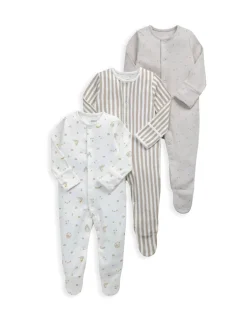 3 Pack Pure Cotton Circus Sleepsuits (0-24 Mths)