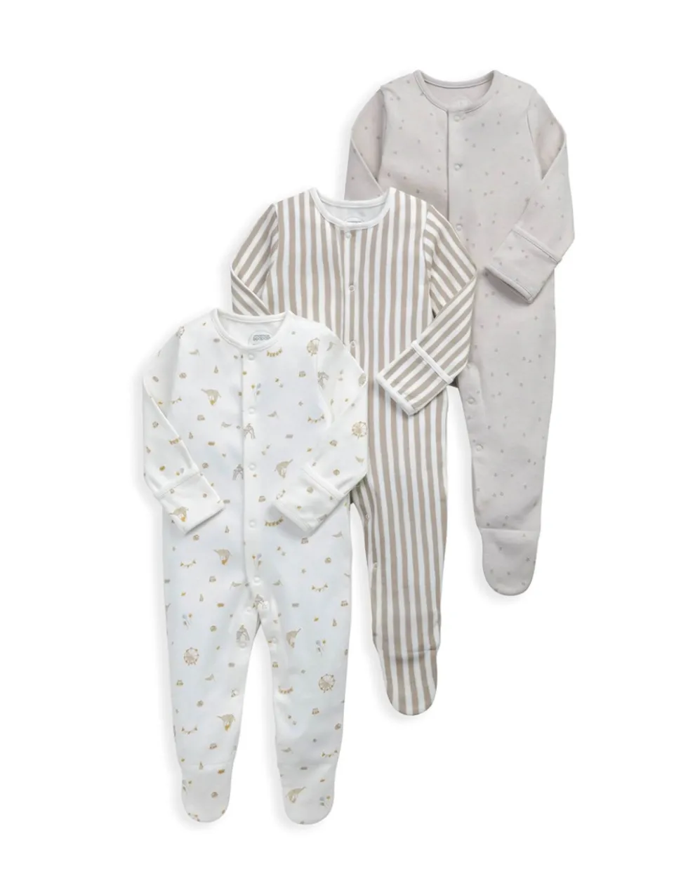 3 Pack Pure Cotton Circus Sleepsuits (0-24 Mths)