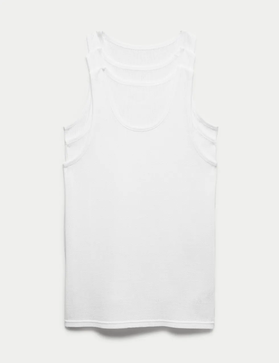 3 Pack Pure Cotton Classic Sleeveless Mesh Vests