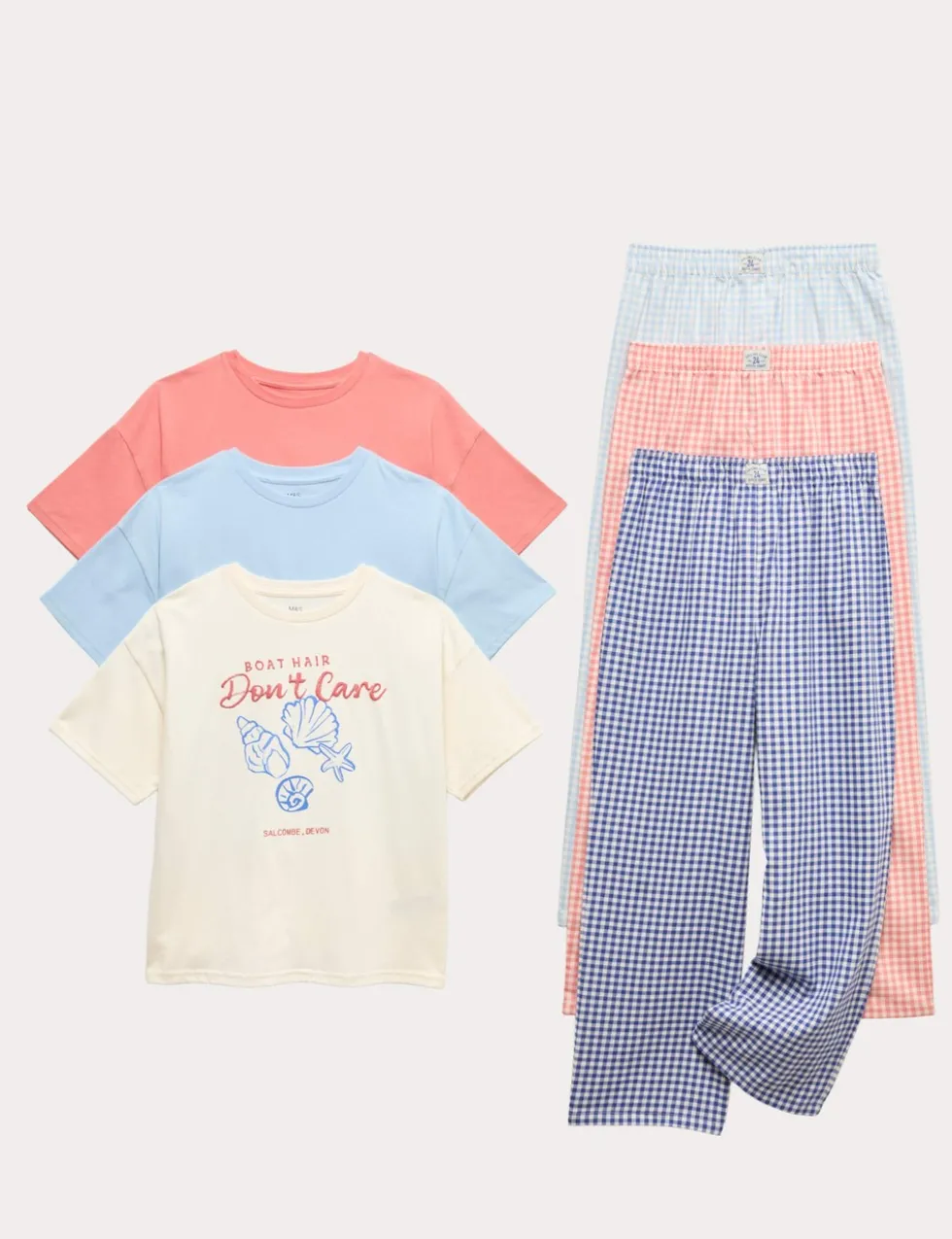 3 Pack Pure Cotton Coastal Graphic Pyjama Sets (6-16 Yrs)