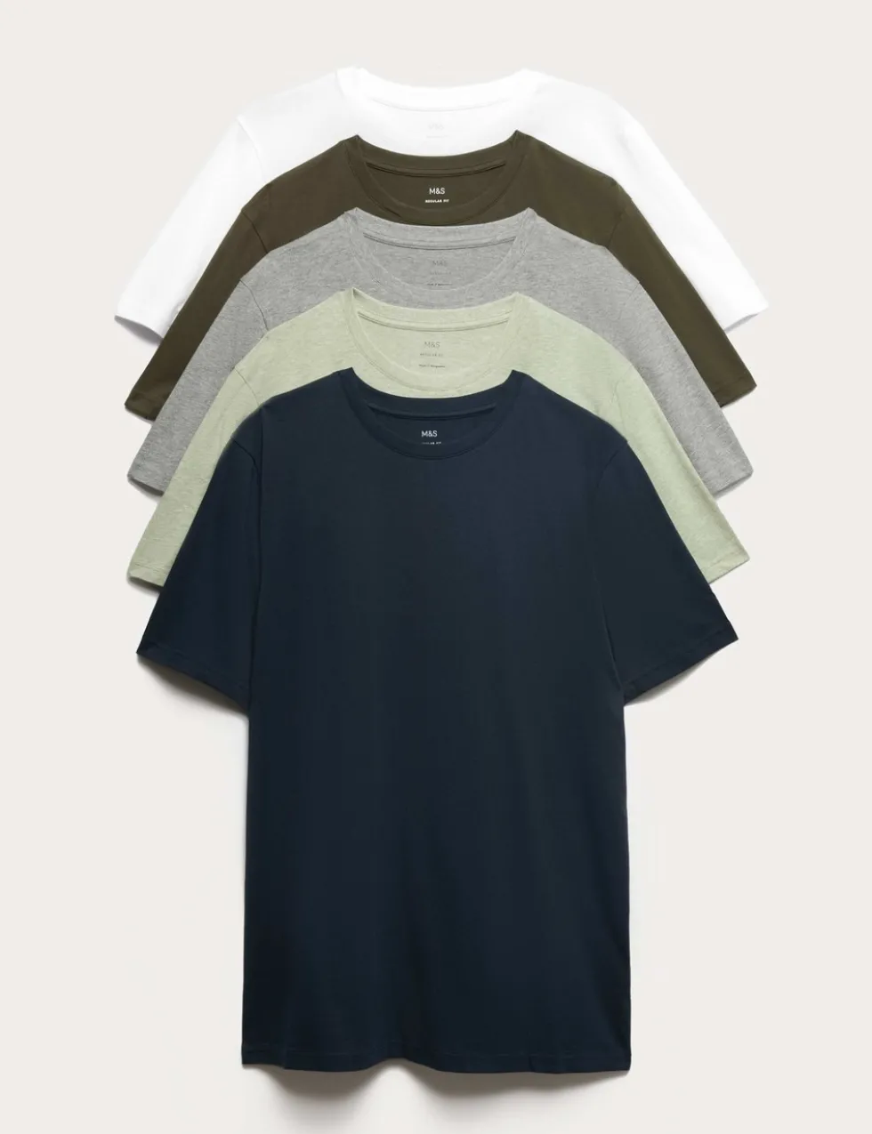 5 Pack Pure Cotton Crew Neck T-Shirts