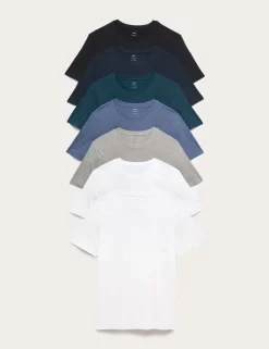 7 Pack Pure Cotton Crew Neck T-Shirts