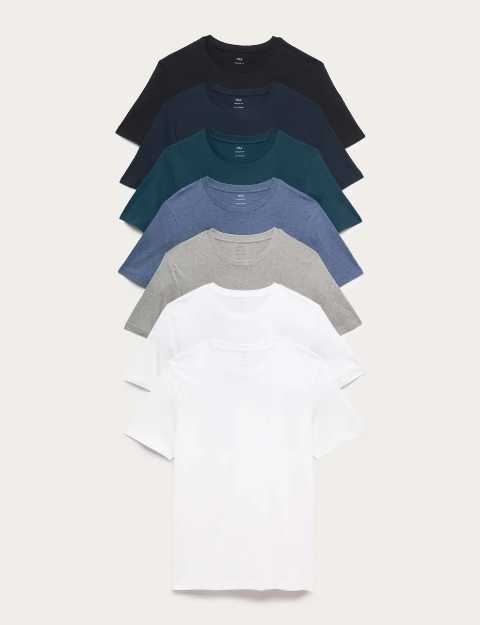 7 Pack Pure Cotton Crew Neck T-Shirts