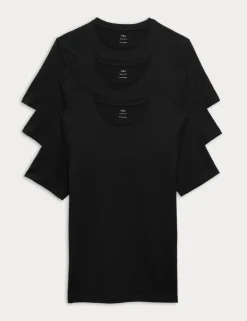3 Pack Pure Cotton Crew Neck T-Shirts