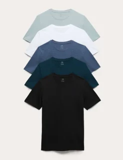 5 Pack Pure Cotton Crew Neck T-Shirts