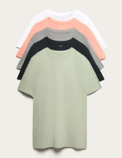 5 Pack Pure Cotton Crew Neck T-Shirts