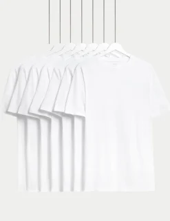 7 Pack Pure Cotton Crew Neck T-Shirts