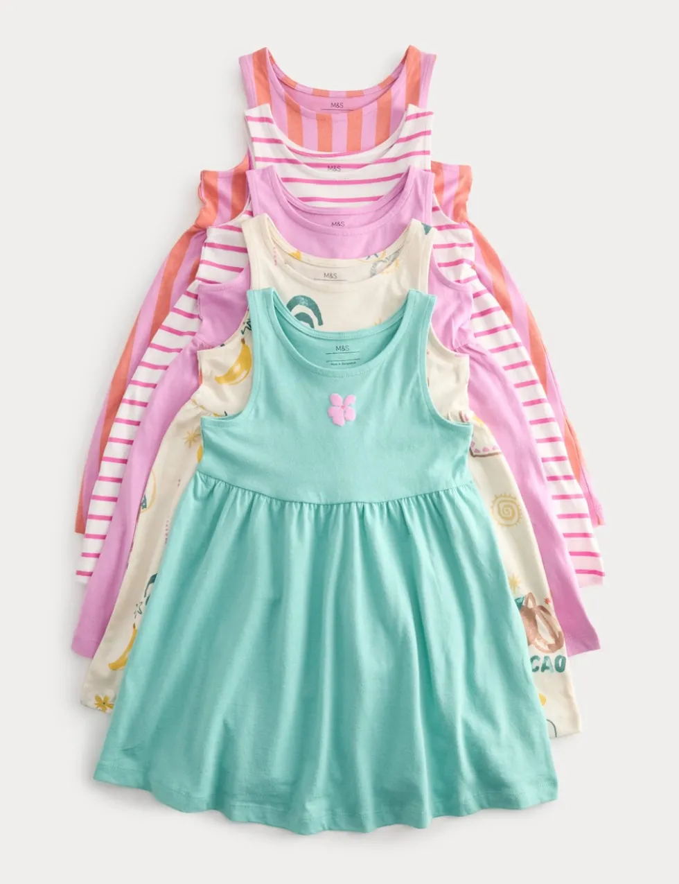 5 Pack Pure Cotton Dresses (2-8 Yrs)