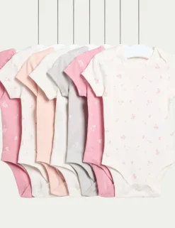 7 Pack Pure Cotton Floral Bodysuits (5lbs-3 Yrs)