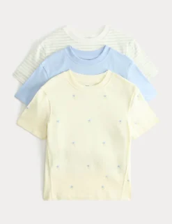 3 Pack Pure Cotton Floral T-Shirts (2-8 Yrs)