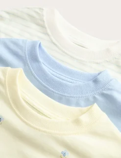 3 Pack Pure Cotton Floral T-Shirts (2-8 Yrs)