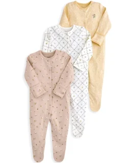 3 Pack Pure Cotton Floral Sleepsuits (7lbs-24 Mths)