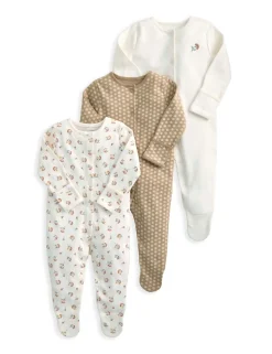 3 Pack Pure Cotton Floral Sleepsuits (0-24 Mths)