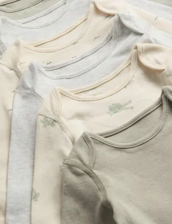 7 Pack Pure Cotton Frog Print Bodysuits (5lbs-3 Yrs)