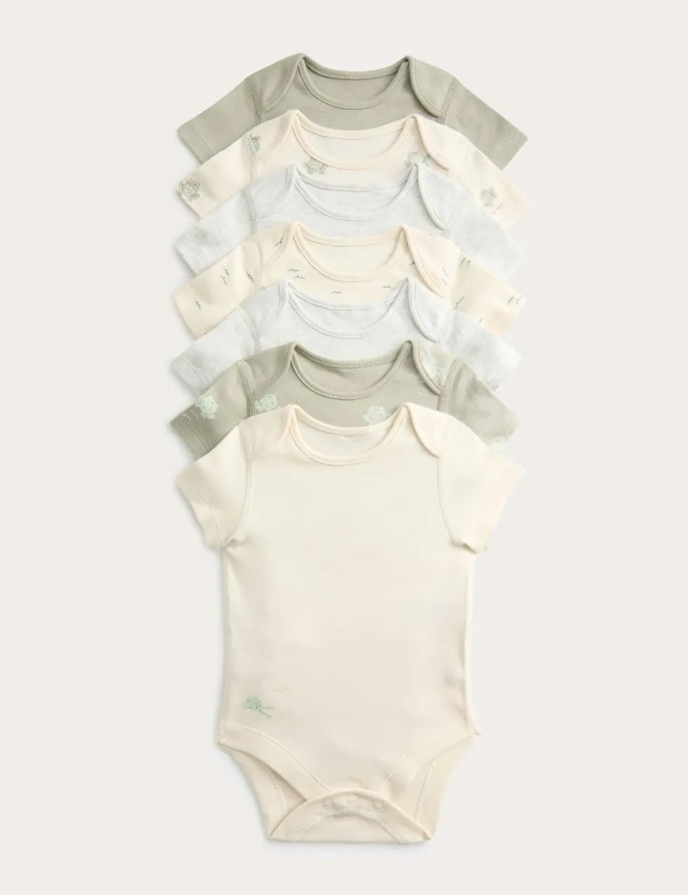 7 Pack Pure Cotton Frog Print Bodysuits (0-3 Yrs)