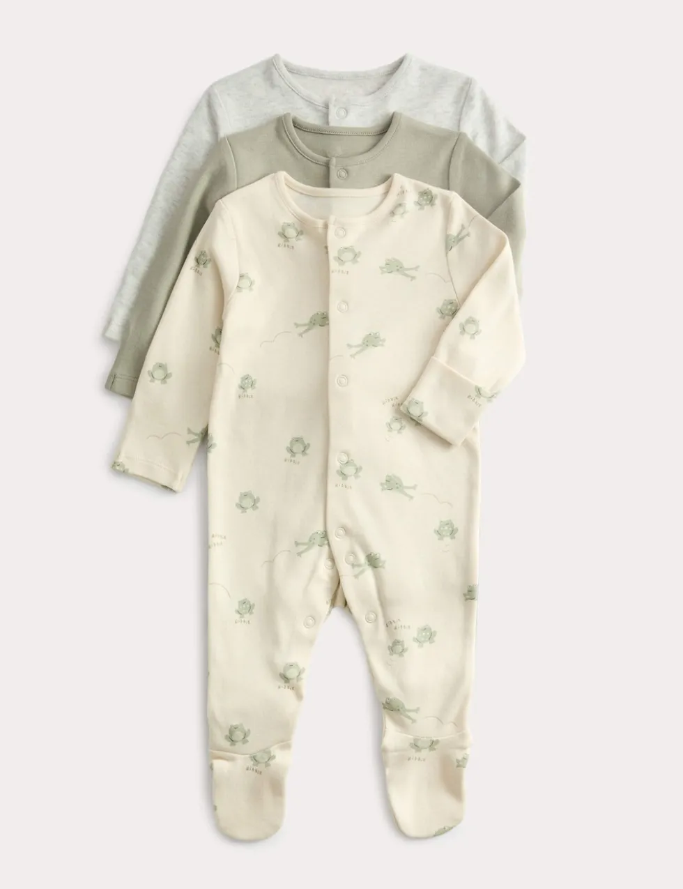 3 Pack Pure Cotton Frog Sleepsuits (0 Mths-3 Yrs)