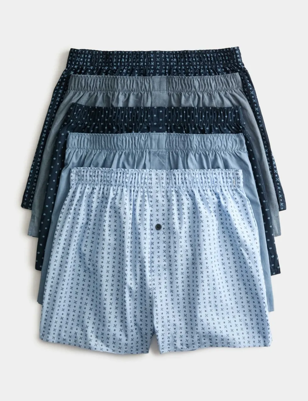 5 Pack Pure Cotton Geometric Woven Boxers