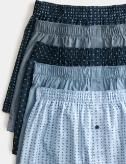 5 Pack Pure Cotton Geometric Woven Boxers
