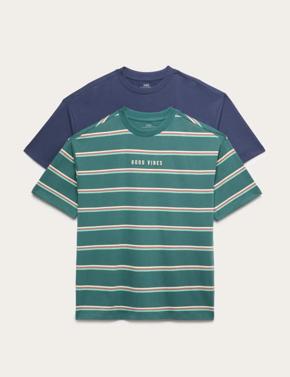 2 Pack Pure Cotton Good Vibes T-Shirts (6-16 Yrs)