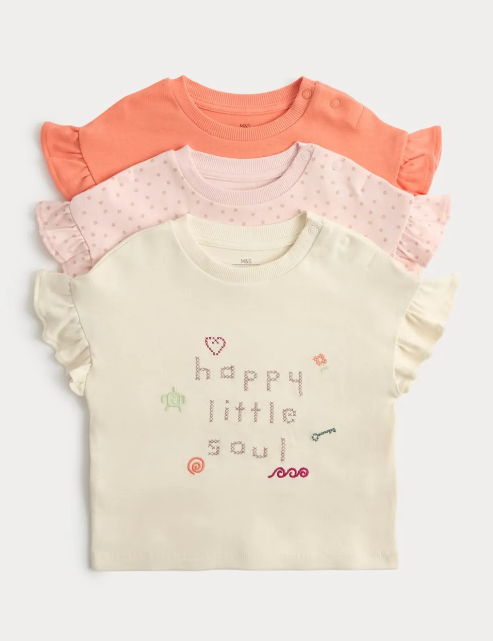 3 Pack Pure Cotton Happy Little Soul Tops (0-5 Yrs)
