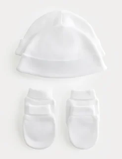 4 Pack Pure Cotton Hat & Mittens Set (5lbs-6 Mths)