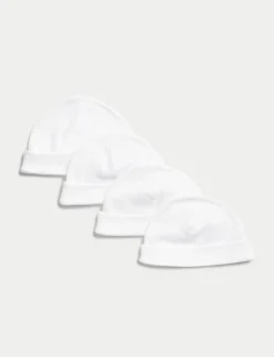 4 Pack Pure Cotton Hats (0-1 Yrs)
