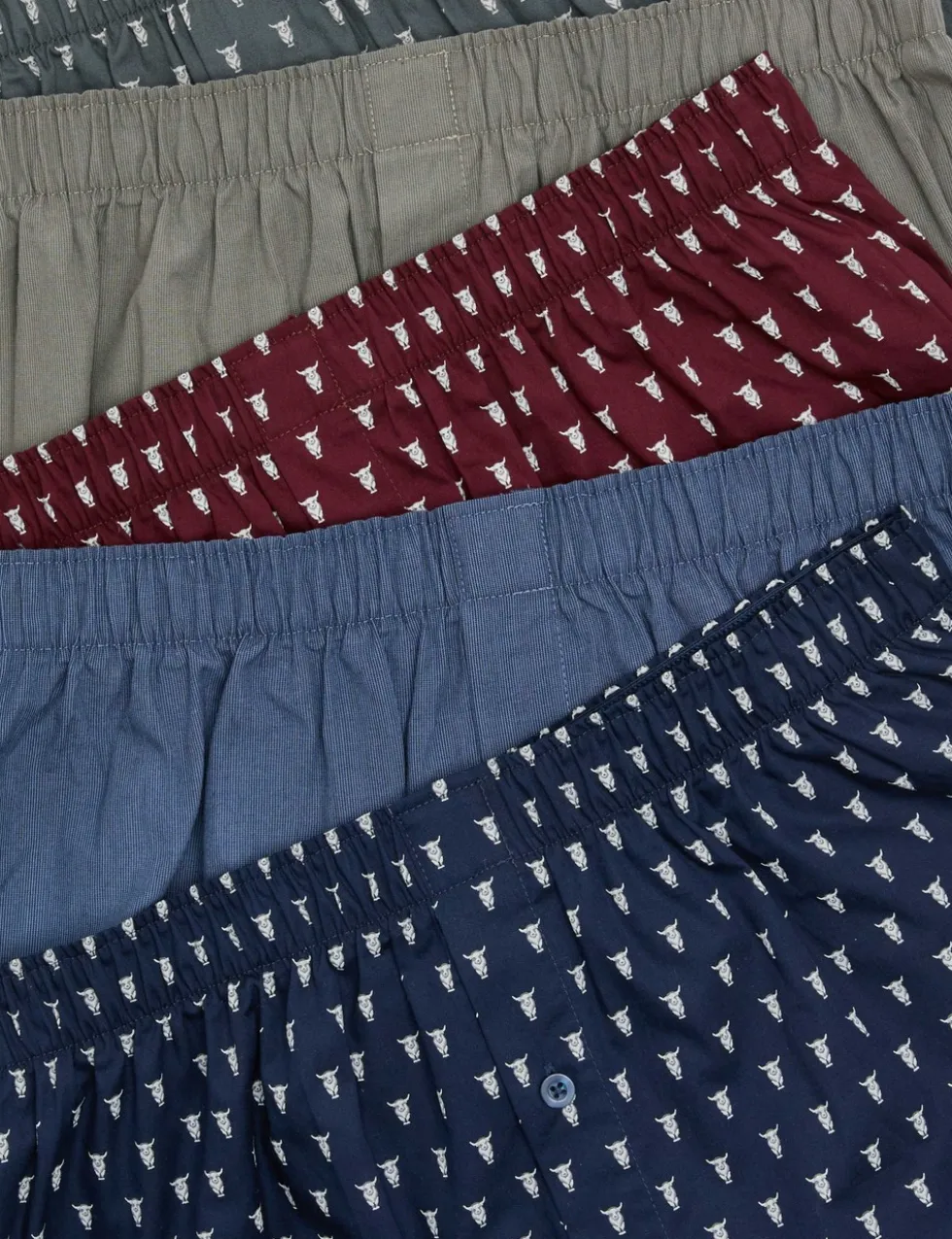 5 Pack Pure Cotton Highland Cow Woven Boxers