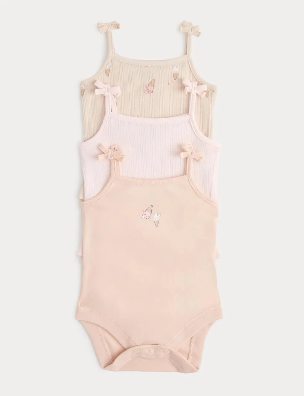 3 Pack Pure Cotton Ice Cream Bodysuits (0-36 Mths)