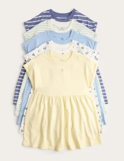 5 Pack Pure Cotton Jersey Dresses (2-8 Yrs)