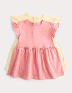2 Pack Pure Cotton Jersey Cupcake Dresses (0-3 Yrs)