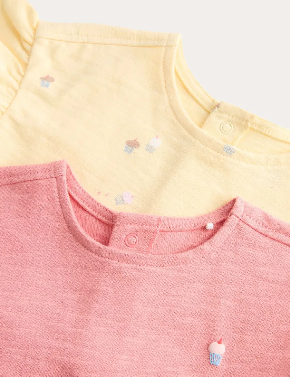 2 Pack Pure Cotton Jersey Cupcake Dresses (0-3 Yrs)