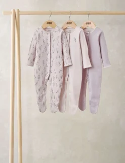 3 Pack Pure Cotton Lavender Sleepsuits (0-24 Months)