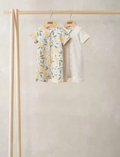 2 Pack Pure Cotton Lemon Zip Rompers (0-18 Months)