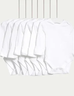 7 Pack Pure Cotton Long Sleeve Bodysuits (5lbs-3 Yrs)