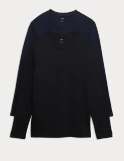 2 Pack Pure Cotton Long Sleeve T-Shirts