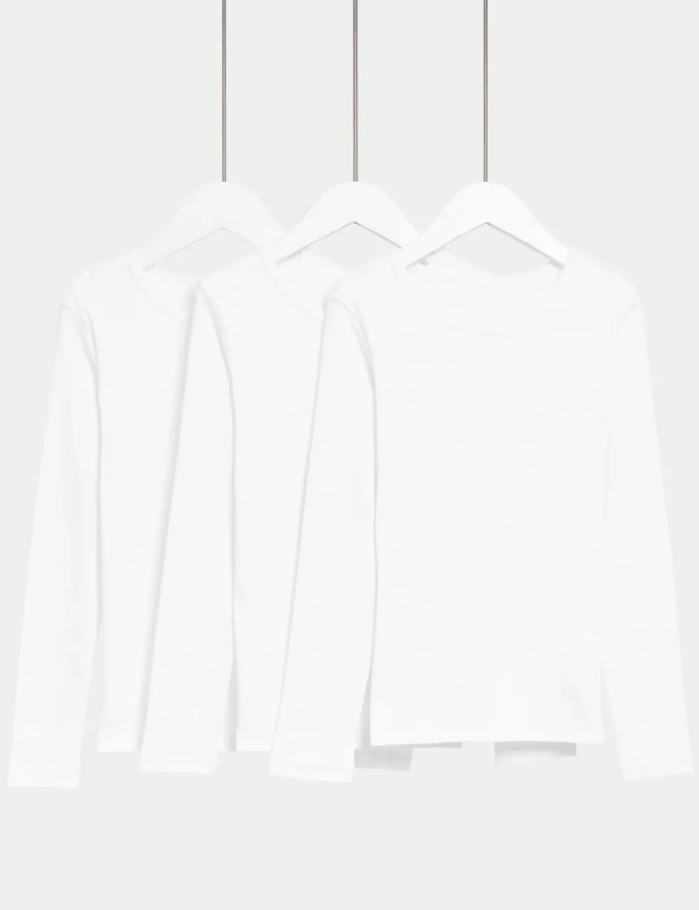 3 Pack Pure Cotton Long Sleeve Vests (2-14 Yrs)
