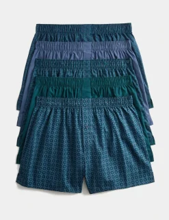 5 Pack Pure Cotton Mosaic Woven Boxers
