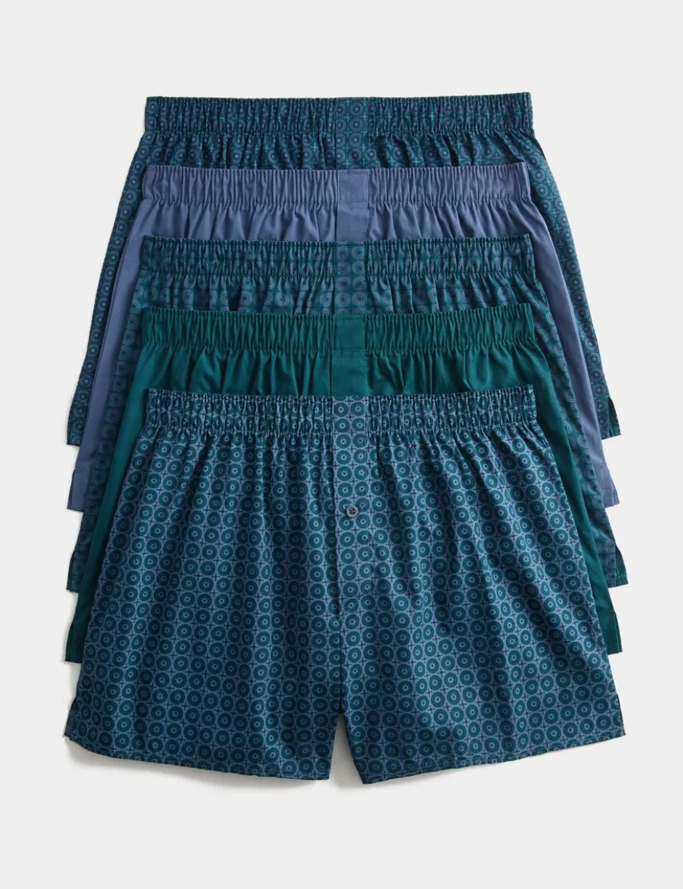 5 Pack Pure Cotton Mosaic Woven Boxers