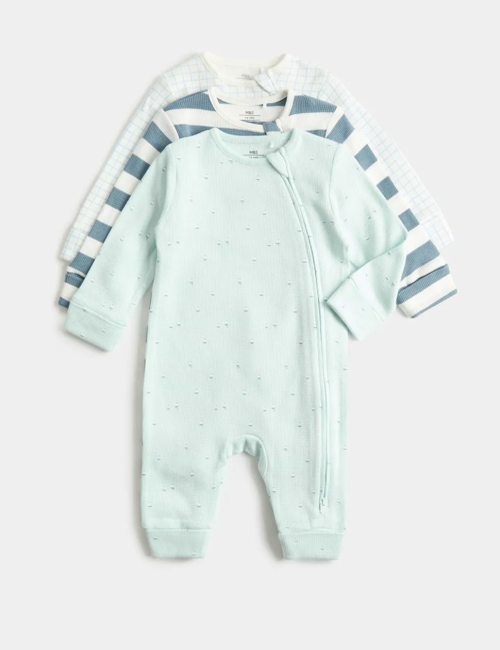 3 Pack Pure Cotton Nautical Sleepsuits (6½lbs-3 Yrs)