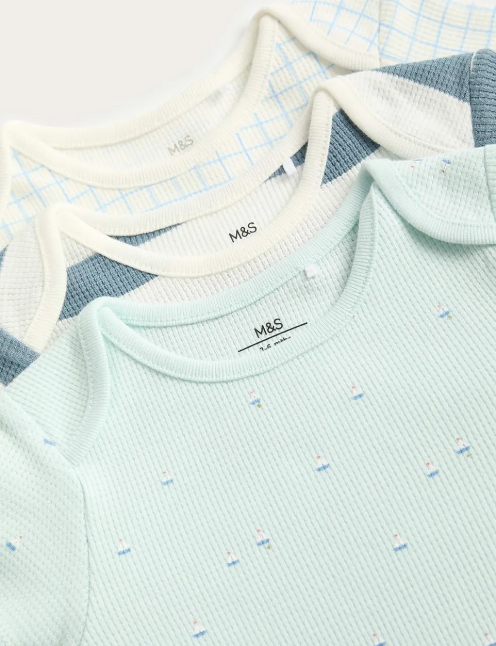 3 Pack Pure Cotton Nautical Bodysuits (6½lbs-3 Yrs)