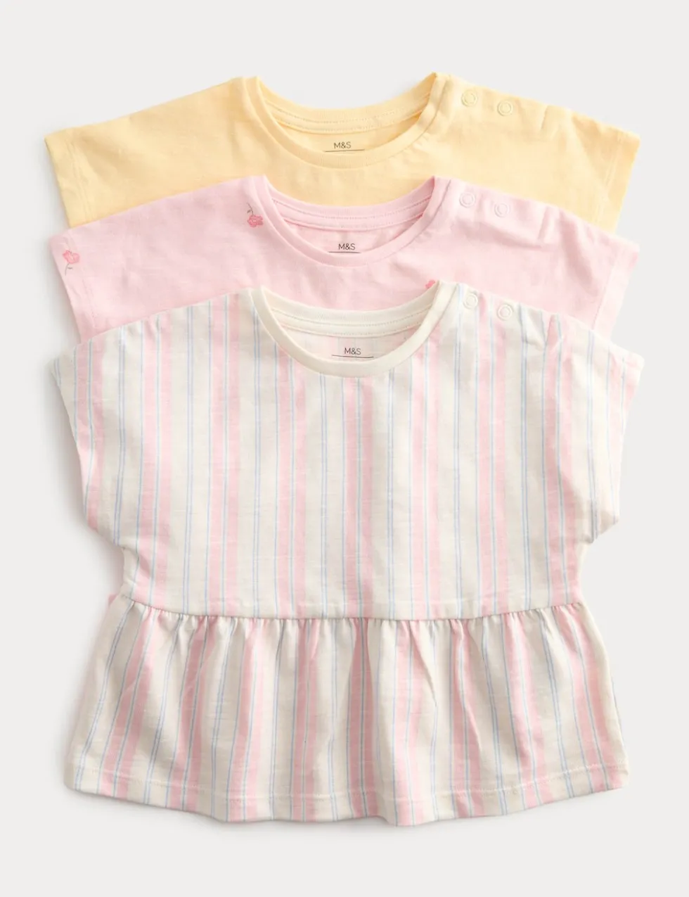 3 Pack Pure Cotton Patterned Tops (0-5 Yrs)