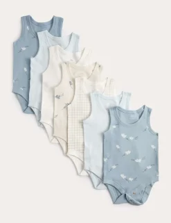 7 Pack Pure Cotton Patterned Bodysuits (7lbs-3 Yrs)